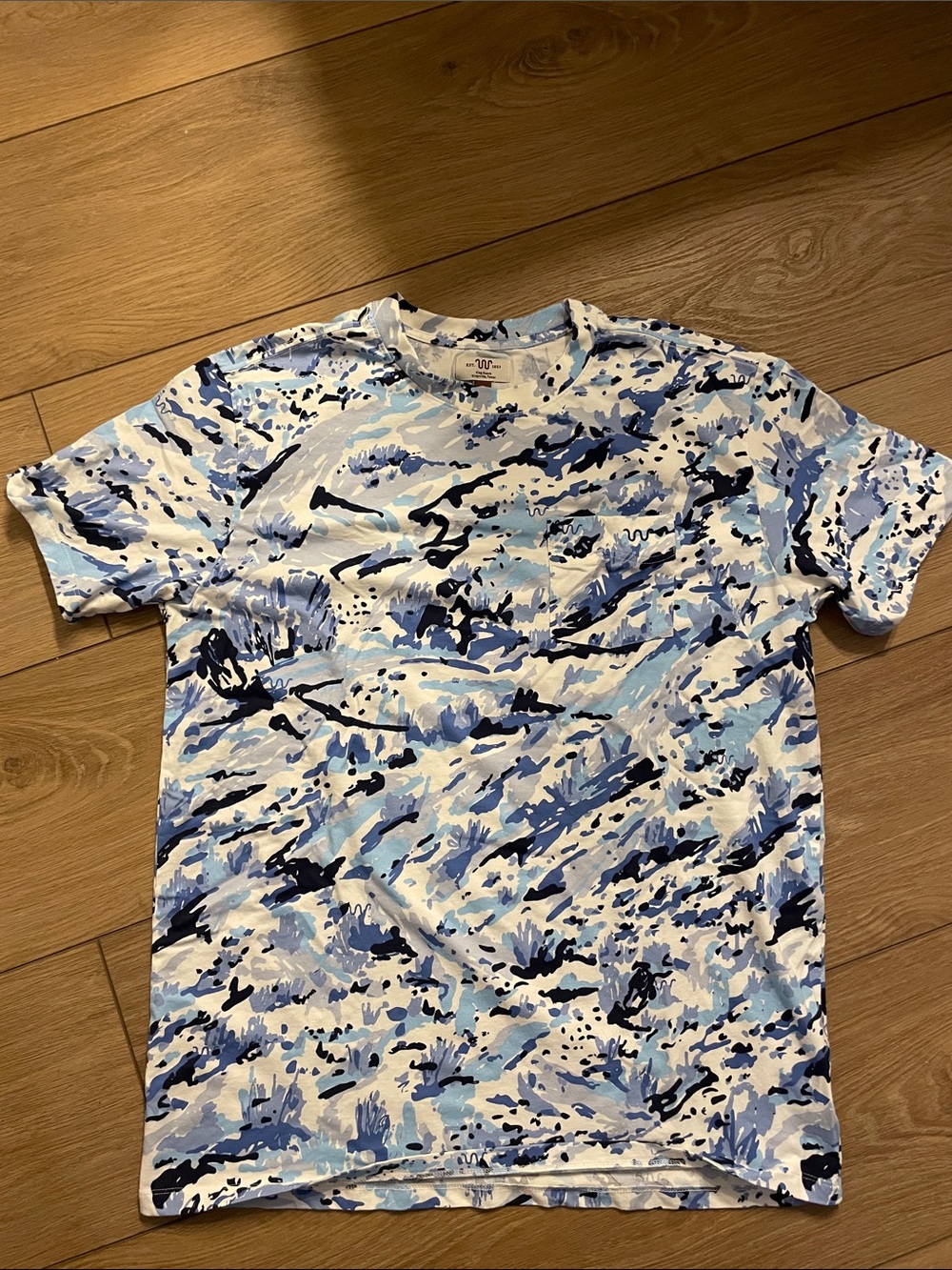 King Ranch Apparel Men's Blue Camouflage Print Crewneck T-Shirt